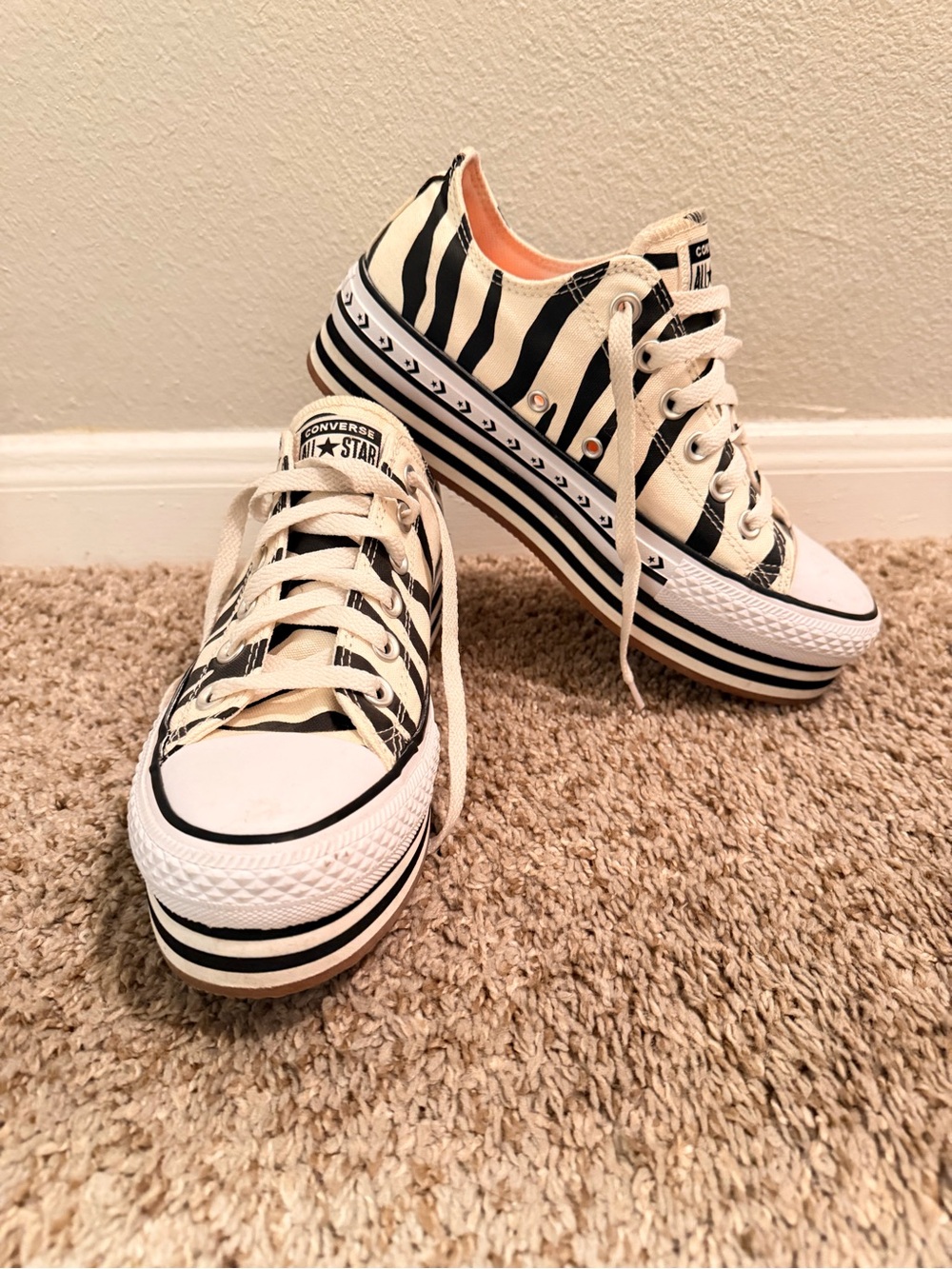 Platform Converse ‘Sunblocked’ Zebra | Size 7 women